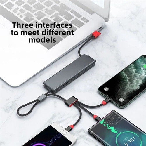 Portable One-to-Three Charger Cable Three-in-One Treasure Box Data Cable Motorcycle Electronic Accessorie 2