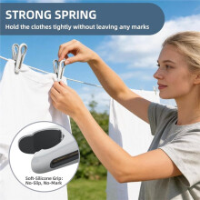 Prendedores de Roupa de Plástico Resistentes para Uso Externo, Pacote com 36 Unidades e Caixa Organizadora. Clipes de 6,35 cm (2,5") com Design