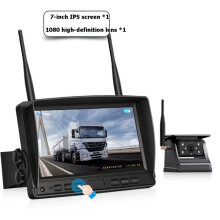 Wireless Solar Powered Reverse Backup Camera with 1080P AHD 7" Rear View DVR Recording Monitor for Car/Truck/Trailer