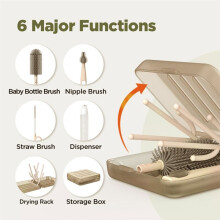 Ensemble de Goupillons pour Biberons, Kit de Nettoyage de avec Goupillon en Silicone, Goupillon pour Tétine et Paille, Distributeur de Savon
