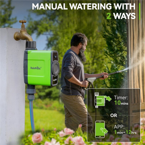 RAINPOINT WiFi  Water Timer, Sprinkler Controller, Hose Timing Valve, Automatic Drip Irrigation System for Garden/Lawn/Yard EU Plug 1