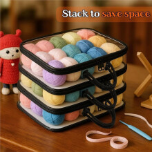 Paquete de 10 Bolsas Transparentes para Almacenar Hilo, 12 X 16 X 4 Pulgadas, Bolsa Organizadora para Guardar Ovillos de Lana para Tejer, Color Negro
