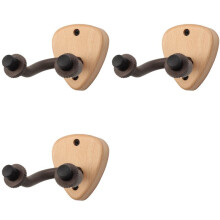 3X Wall Mount Guitar Hanger Hook Wood Base Banjo Bass Acoustic Electric Guitar Neck Holder Stand with Picks Slot,A