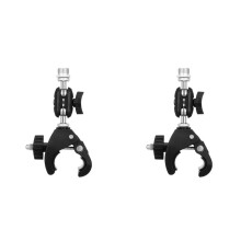 2X Mic Holder, Mic Crab Clamp Microphone Mount with Double Microphone Holder for Mic-Stand Desktop Shelf Drum