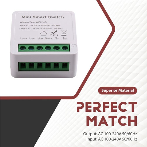 Module D'Interrupteur Intelligent Tuya Wifi 16A  DIY Relais de Commande Bidirectionnelle Contrôle à Distance par Application Compatible avec pour 2