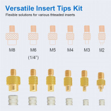 Heat Embedded Nuts Adaptors M2 M3 M-4 M5 M6 M8 Insertion Tips Kit for 936 Soldering Iron Pen(EU Plug)