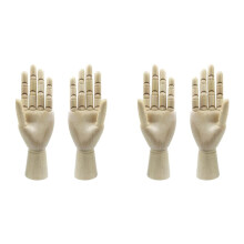 Wood Artist Drawing Manikin Articulated Mannequin with Wooden Flexible Fingers 4 Pcs(10 Inches-Left Hand Right Hand)