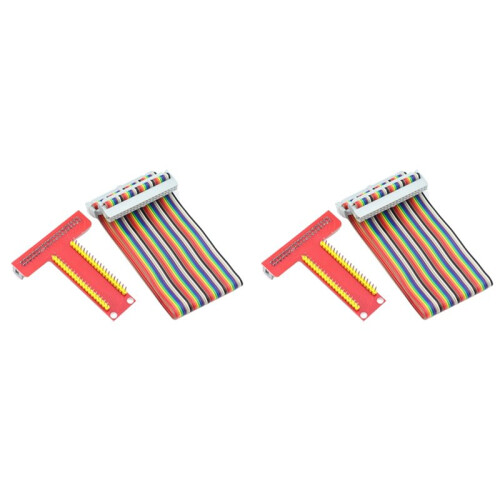 2X pour Carte D'Extension Raspberry Pi GPIO T-Type + Câble Couleur 40Pin 4B/3B +/ZERO/W
