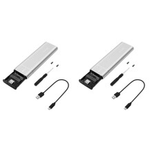 2X Adaptateur NVMe M2 SSD Boîtier USB 3.1 Type-C Protocole Externe M et pour B&M Prise en Charge des Clés Ethernet Graphiques Argent
