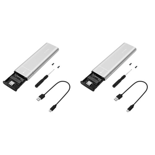 2X Nvme Adapter M2 SSD-Hölje USB 3.1 Type-C External Protocol M och för B&M Stöder Ethernet-Nycklar Grafik Silver