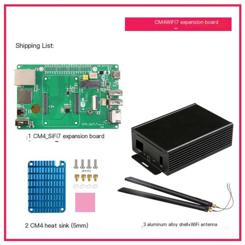 CM4 WiFi7 Expansion Board for Raspberry Pi Computers Module Support WiFi 6/WiFi 5 with Aluminum Alloy Casing +Antenna 1