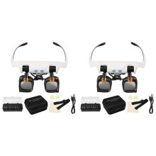 2 Set Glasses for Close Work, Jewelers Magnifying Glass with Light & 5 Interchangeable Lens Pairs(2X 4X 6X 10x 13x)