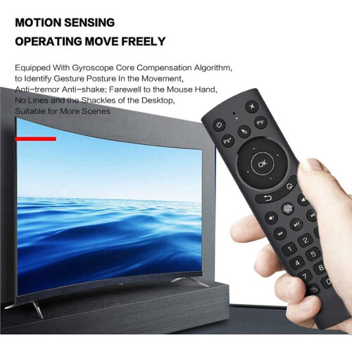 Backlit Voice Remote Control,USB Wireless Voice Control Sensing 2.4G Air Remote Mouse with IR Learning for PC,Projector 2