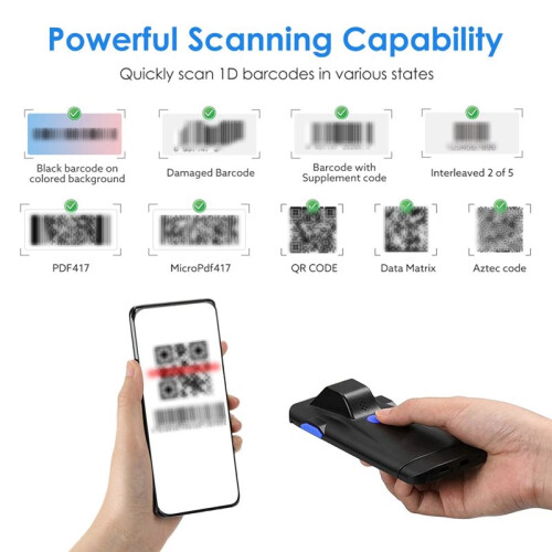 2D Phone Back Clip  Barcode Scanner Barcode Reader Data Matrix Code 1D 2D QR Scanner for Android IOS System 1