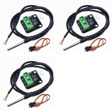3X DS18B20 Temperature Sensor Module Kit Waterproof 100CM Digital Sensor Cable Probe Terminal Adapter for
