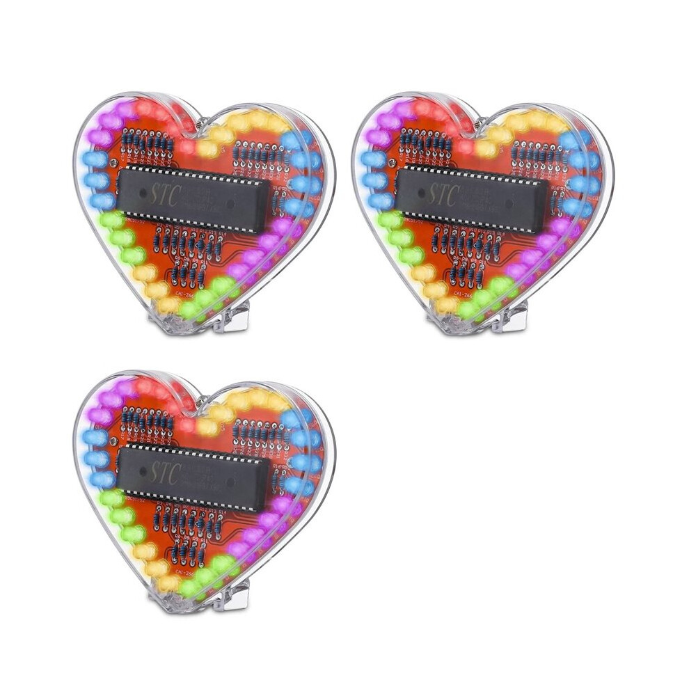 3X Heart Shaped Rgb Led Flashing Light Module Diy Electronic Kit Water Lamp Soldering Project Practice 6033833520159