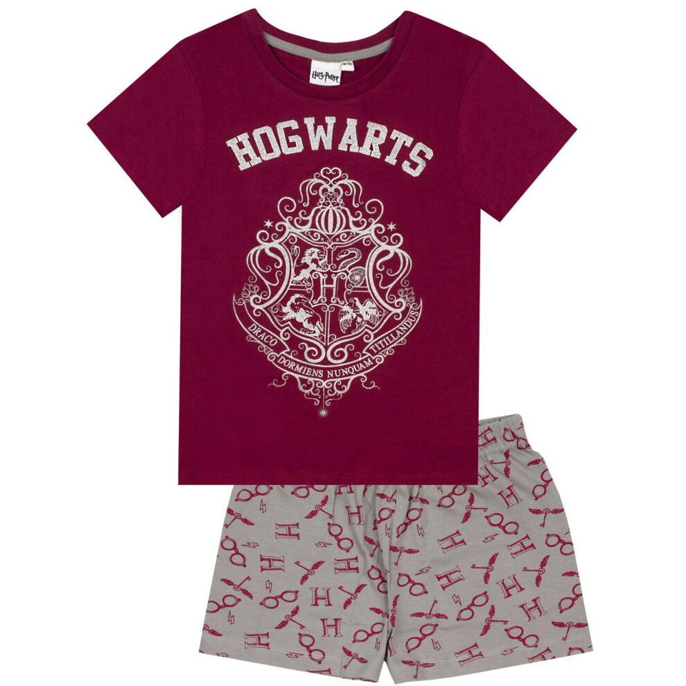 Harry Potter (11-12 Years, Burgundy) Girls Glitter Short Pyjama Set