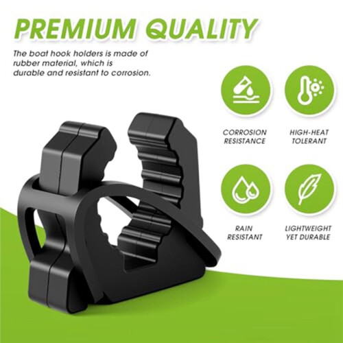 4PCS Boat Hook Holder with Rubber Spring Strap, Quick Release Boat Hook Boat Spring Clips for Boat Hook, Push Pole 2