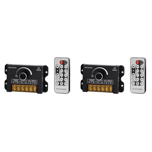 2X 12v LED Dimmer  with RF Remote Control &Timer Function,  5-24V 40A Aluminum Housing PWM Dimming Controller