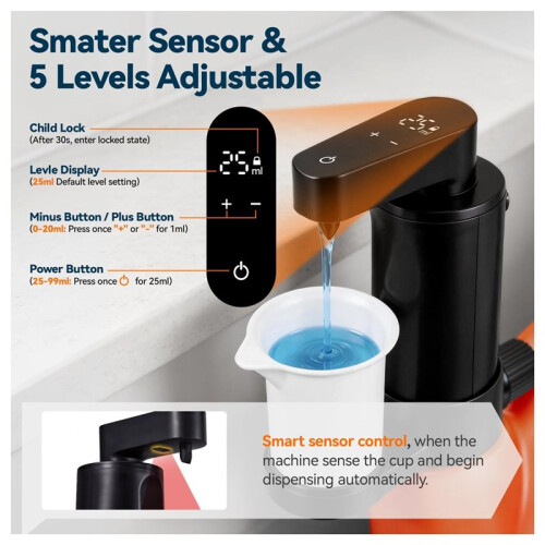 Electric Laundry Detergent Dispenser, Automatic Laundry Dispenser for Liquid Detergent, with Adapter,USB Recharg Black 2