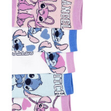 (12.5 UK Child-3.5 UK, Pink/Blue/White) Lilo & Stitch Girls Stitch & Angel Calf-Length Socks (Pack of 5)