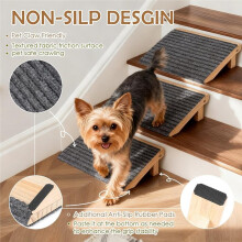 Rampa Plegable para Perros para Escaleras: Escalones de Madera Ligeros y Seguros para Mascotas con Diseño de Ángulo Bajo y Superficie de Moqueta