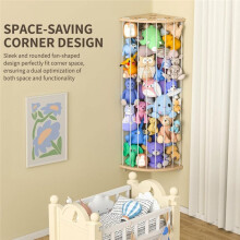 Stuffed Animal Storage Wood Corner Plush Toys Holder with Star Pattern, Length Adjustable Hanging Stuffed Animal