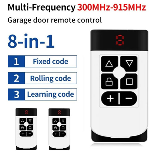 2pc 300-915Mhz Multi-Frequency Garage Remote Control Gate Key Duplicator CloneGarage Door Controller 8 Channels 1