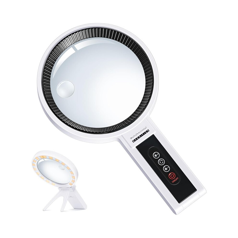 Magnifying Glass With Light And Stand 5.3-Inch Magnifying Glass Adjustable Brightness Handheld And Stand Magnifier 6031379125012