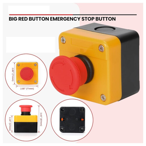 Emergency Stop Push Button , 660V 10A  Red Mushroom  E-Stop  with Box (1NO1NC) 1