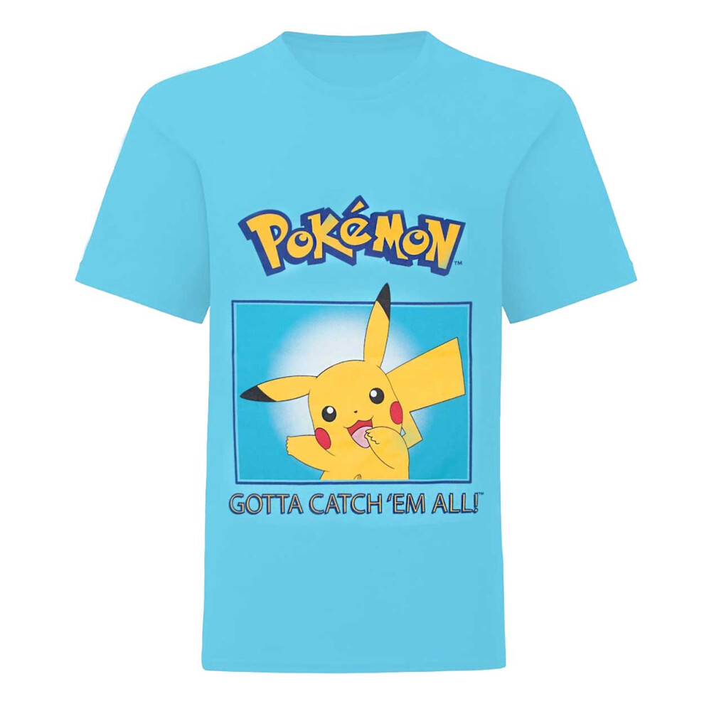 Pokémon (12-13 Years, ) Pokemon Childrens Boys Pikachu T-Shirt Blue