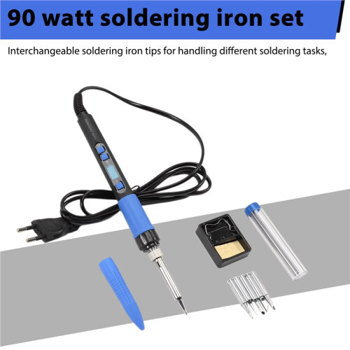 90W Soldering Iron Kit:LCD Digital Rapid-Heating Soldering Pen with Adjustable Temperature, EU Plug 2