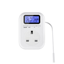 Intelligenter Thermostat-Temperaturregler mit LCD-Anzeige, Heiz-/Kühlmodus (C/ Umschaltbar), Plug & , UK-Stecker