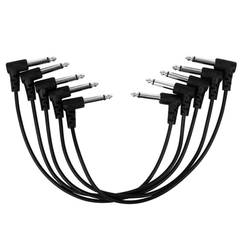 10 Cabos Patch para Guitarra de 6 Polegadas, Conector TRS de 1/4 de Polegada em Ângulo Reto, Baixo Ruído, para Pedais de Efeito de Guitarra 1