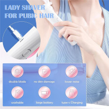 2-in-1 Waterproof Pubic Hair Trimmer for Women Waterproof Hair Shaver Rechargeable Lady Shavers for Pubic Hair,IPX7