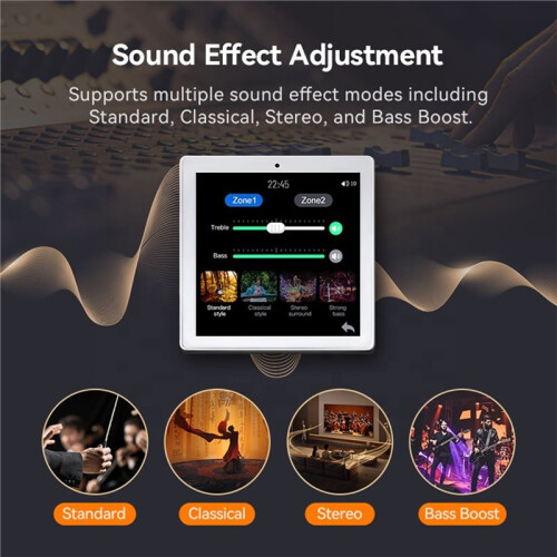 4 Inch Wall Amplifier Embedded Central Control Screen   Music Panel USB TF Card Reader 25W 2
