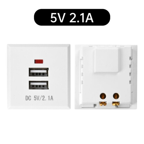 Desktop Socket Module 5V 2.1A Dual USB Power Socket Embedded with Led Indicator Dual USB Charging Socket Module White 2