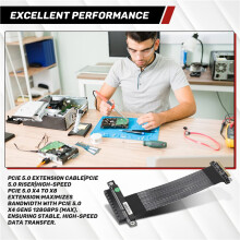 K28SF-BK PCIe 5.0 X4 zu X8 Verlängerungskabel PCI-E 4X Hochgeschwindigkeitsflexible Erhöhung 15 cm für Server-PC-Gehäuseerweiterung