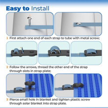 Sangles pour Enrouleur de Couverture Solaire de Piscine, Kit de Fixation pour Tube et Couverture D'Enrouleur de Piscine, Remplacement pour Système