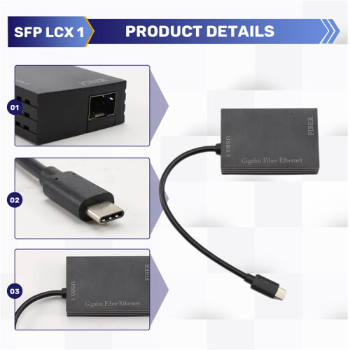 Type-C Gigabit Fiber Ethernet Network Adapter Gigabit Single Mode Optic Module NIC RTL8153 2