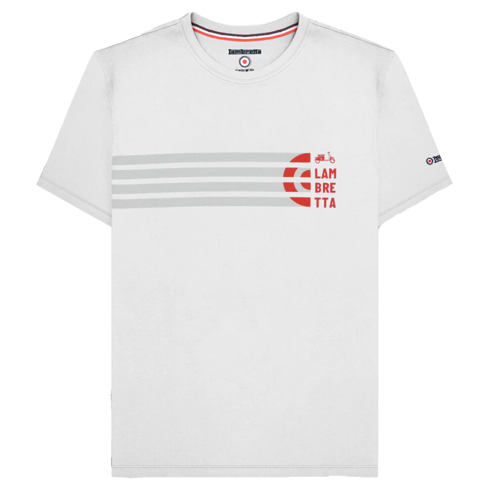 Lambretta (L, ) Mens Ss25 Scooter Stripes T-Shirt White