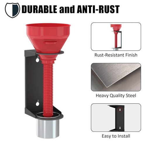 2 Sets Oil Funnel Holder, Wall Mount Storage Rack with 2 Removable Collection Cups for Workshop, Garage 1