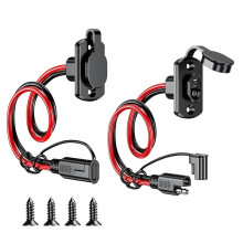 2 Pack SAE Quick Connect Harness, 12AWG SAE Adapter Male to Female Extension Cord, 1FT