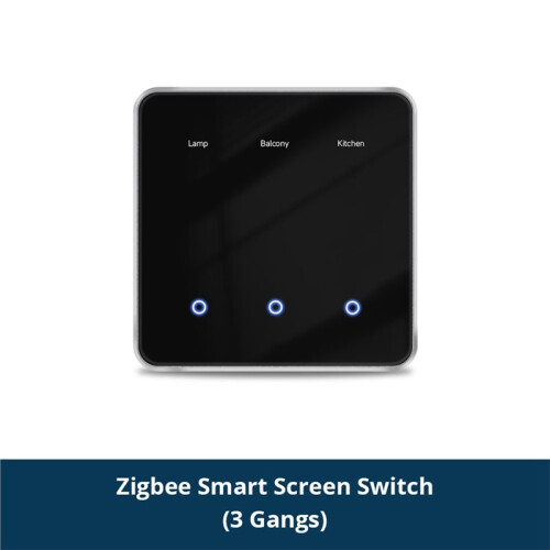 Zigbee DIY Name  EU All Black Touch Panel  Display Screen Light  Work with Tuya  Life App 3 Gangs 1
