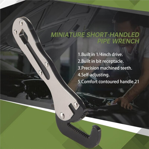 Micro Self Adjusting Wrench Multifunctional Stubby Pipe Vise Wrench Hand Tool  Self Adjusting Wrench 2
