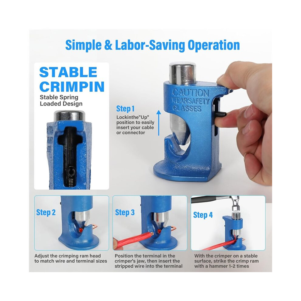 Cable Cutter And Hammer Lug Crimper Tool Kits,Heavy Duty Cable Cutting/Stripping/Crimping For 16 Awg To 4/0 Awg 6033566168260