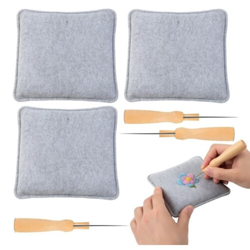 3Pack Complete Needle Felting Pad Kit Gray Hand Tool Supply Wool  Mat for DIY Needlework and Embroidery Projects 2
