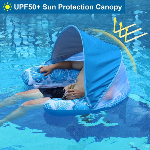 Inflatable Pool Floats with Canopy for Adults, Cup Holders, Summer Beach Party 2