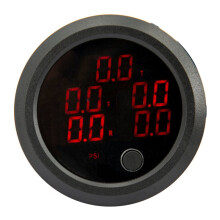 Thin Air Suspension Pressure Gauge PSI 2'' 52mm Air Press Boost Air Ride Meter with 1/8NPT Sensors for Car Modification