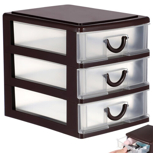 Multifunctional 3-Layer Plastic Drawer Storage Box with Translucent Design for Desktop Organization 1